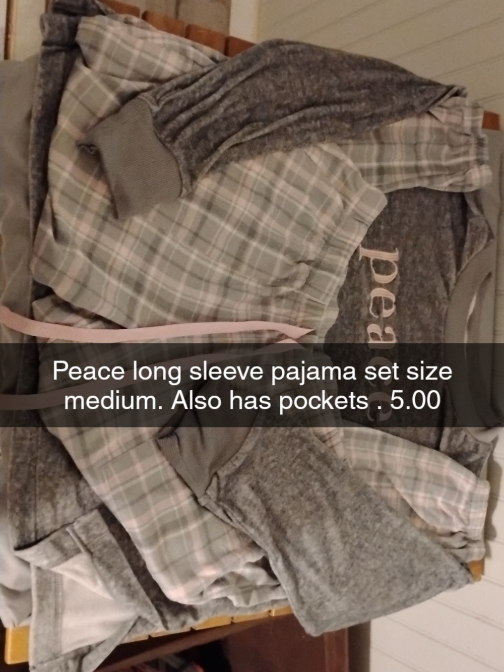 Women's Gray & Light Pink Plaid Long-Sleeve Pajama Set - Peace